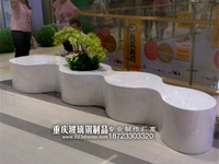 重庆商场异形长椅带花缸 公园商场大厅休闲长椅 玻璃钢休闲长椅 商场美陈长椅 