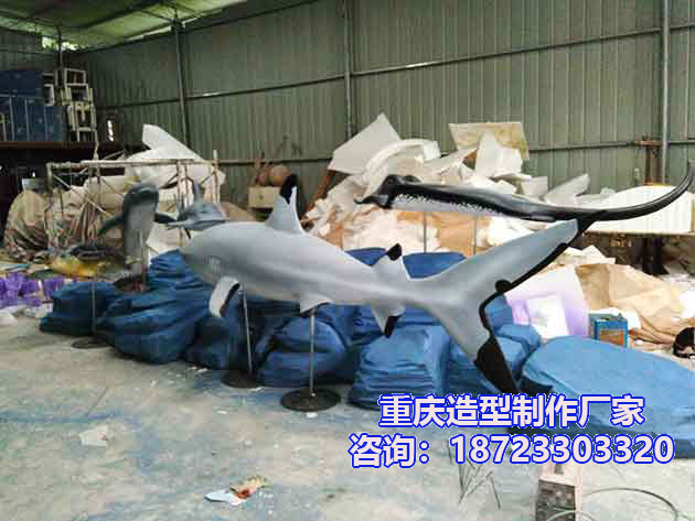 重庆海洋世界鲨鱼船北极熊贝壳雕塑制作厂家-(4).jpg
